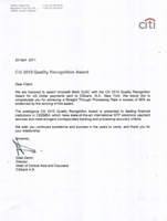 Премия Качества CITI 2010 для Оптима Банка